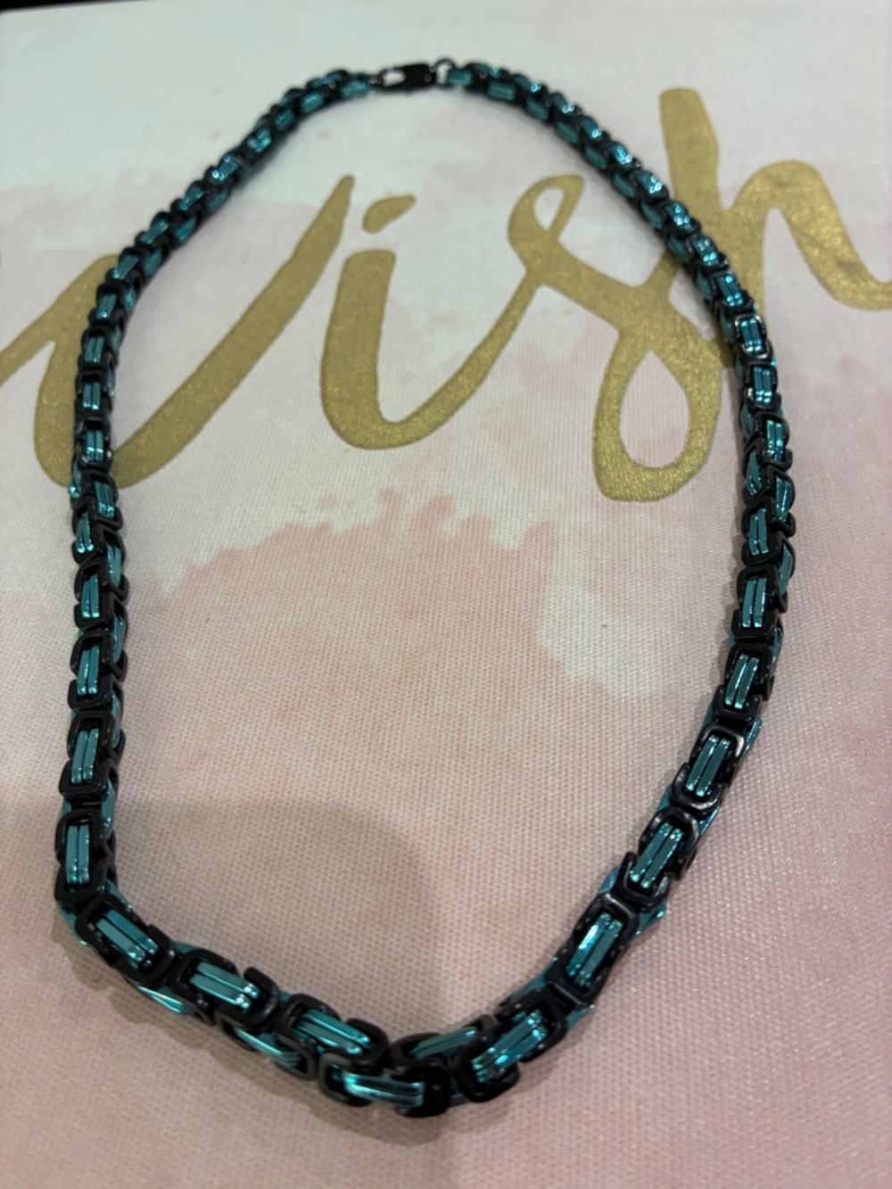 Women’s Teal Crystal Chain Necklace - Elegant Link Design